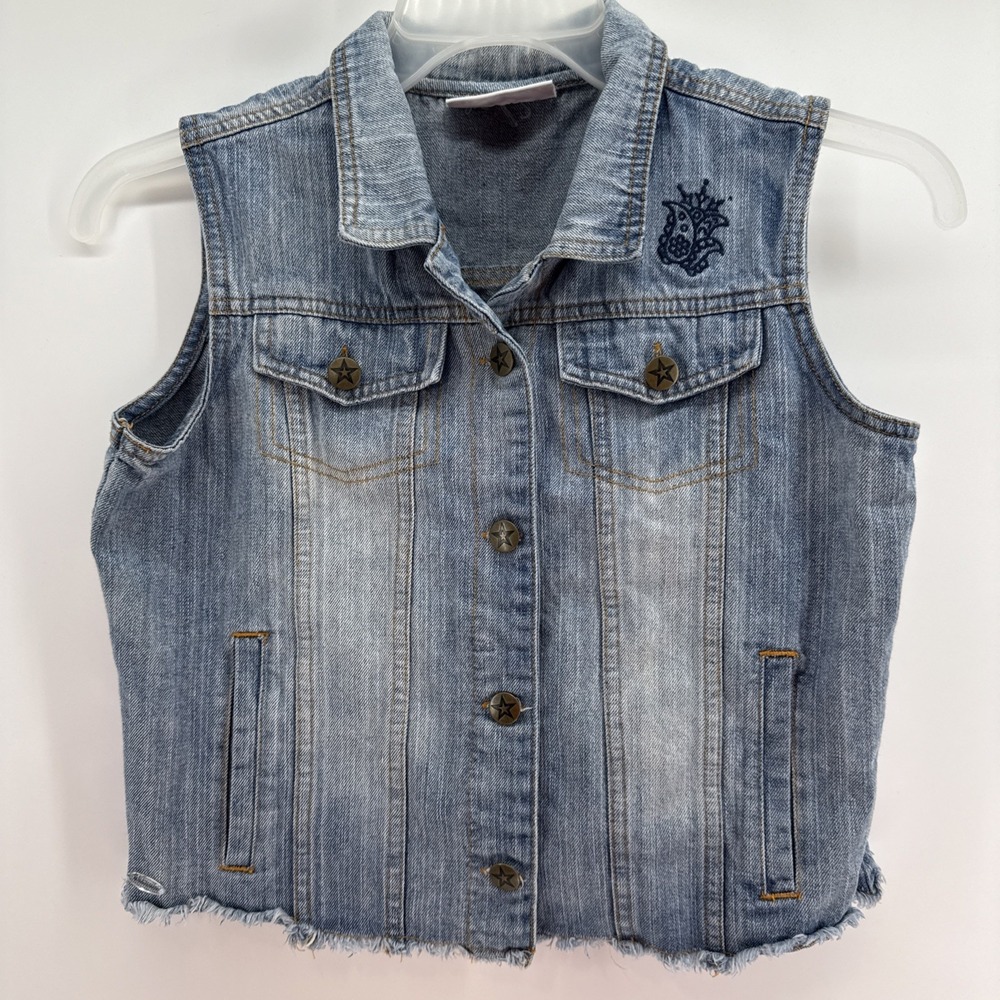 Trendy‎ American Girl Big Girls Denim Jean Button Up Vest Sz Large See Pictures